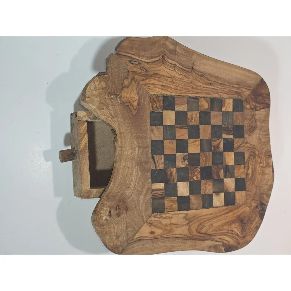Handcarved Olive Wood Table Top  Chess Set ( No chess pieces )